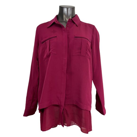 Soft Surroundings Women's Top Button Up Mulberry Wine Layered Lagenlook M - Picture 1 of 7